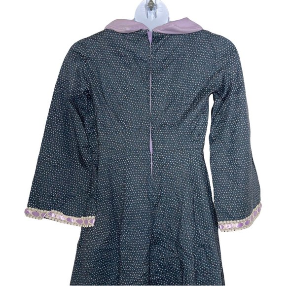 Handmade Vintage 1980's Prairie Style Floral Collared Maxi Dress Girl's 8 - Picture 8 of 10